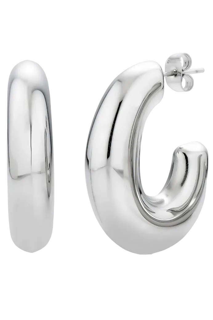 Thea C Puffy Stainless Steel Hoop Earrings