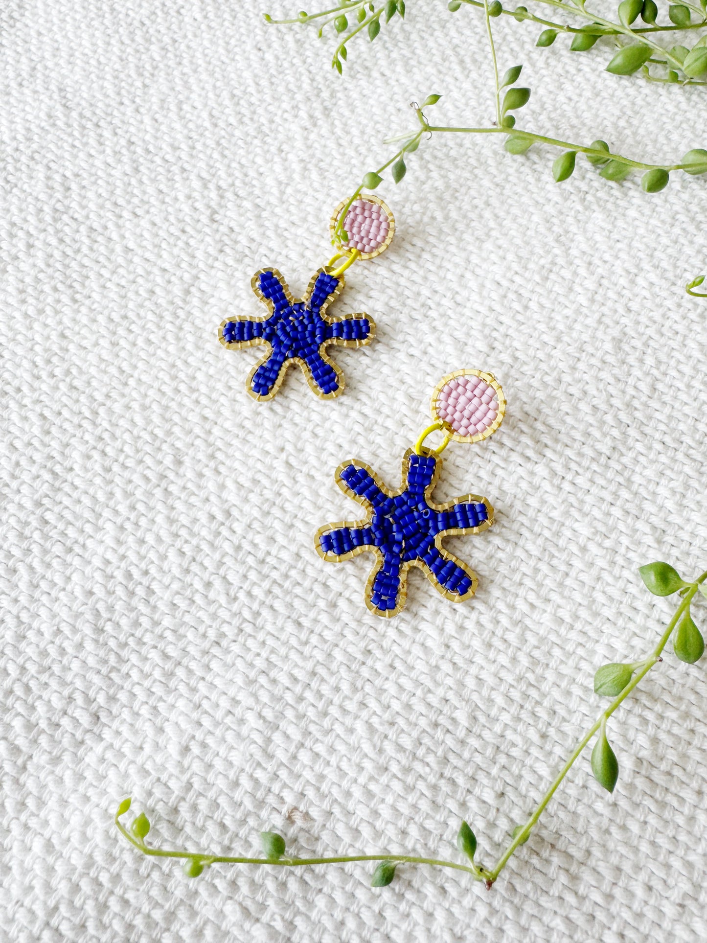 Beaded Asterisk Stud Dangle earrings