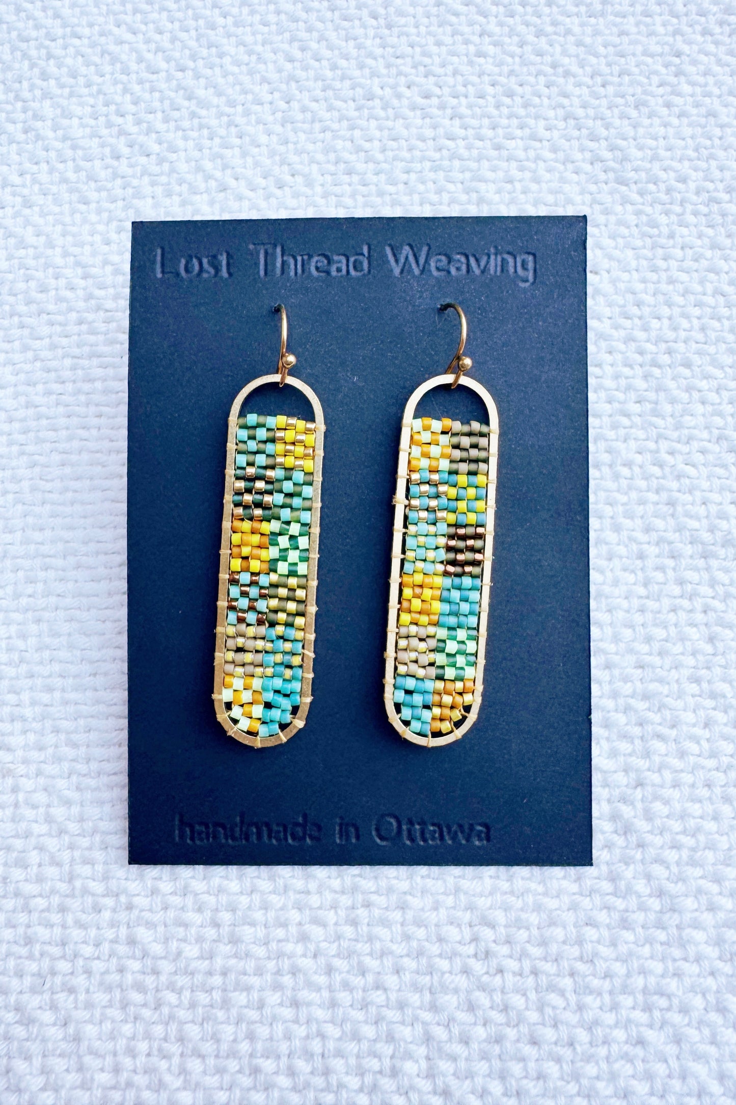 Freya -Plaid Hand Beaded Earrings
