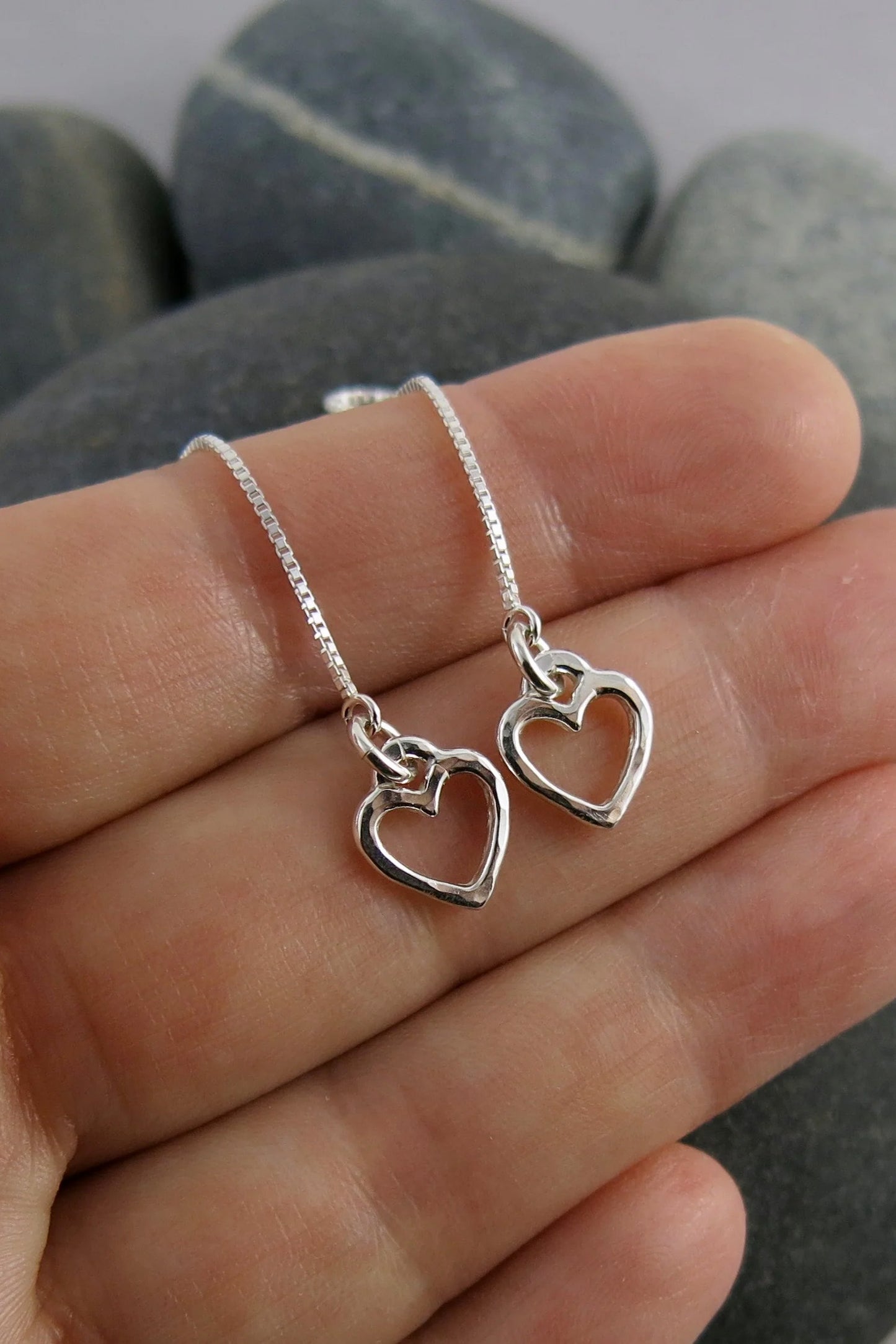 Open Heart Threaders Sterling Silver