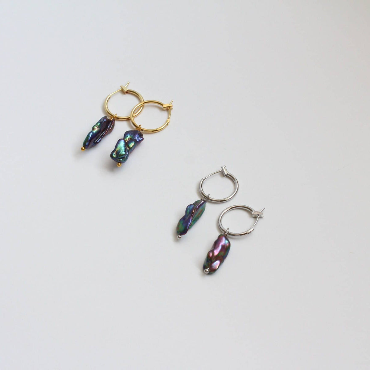 Pearl Long Earrings, Freshwater Biwa Pearl Danglers (1E07a)