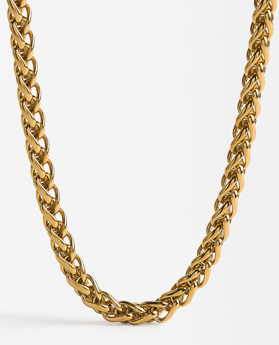 Spiga Rope Stainless Steel 14K Gold Necklace