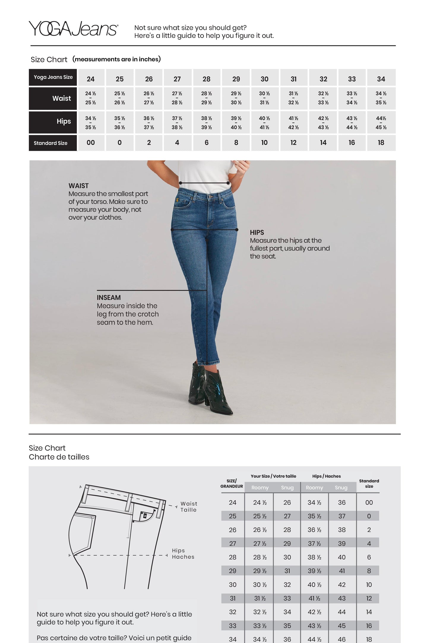 Yoga Jeans Size Chart
