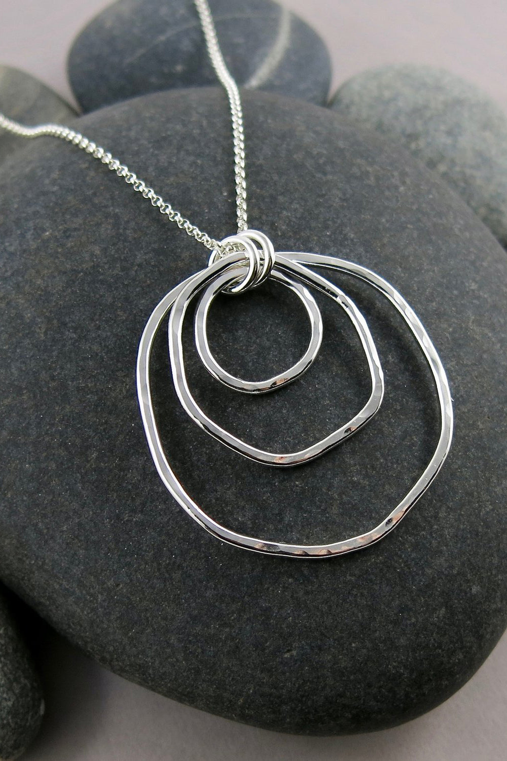 Coast Nesting Trio Necklace • Hammered Sterling Silver