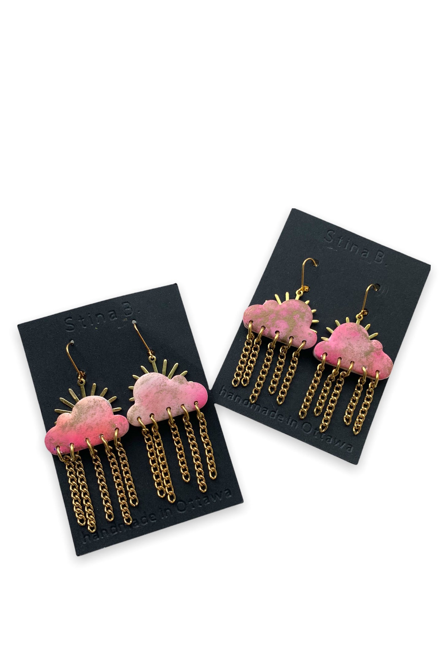 Pink Watercolour Cloud Danglers