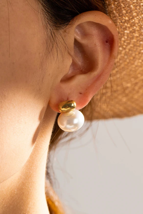 Pearl and Nugget Stud Earring
