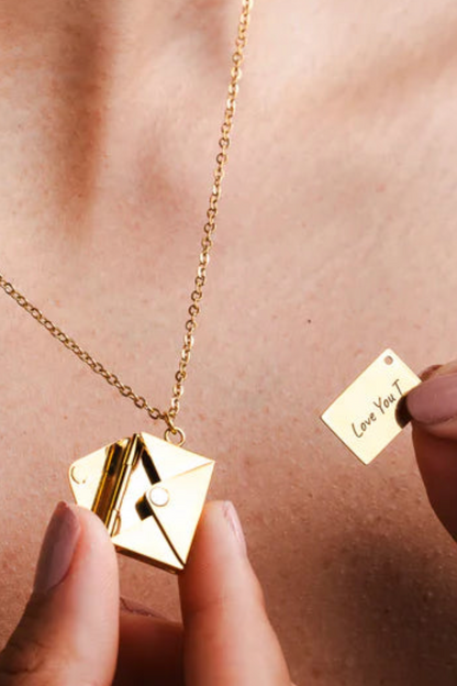 Love Letter 14K Gold Steel Necklace