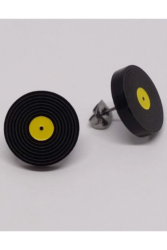 Lili0863 Vinyl Disc Stud Earrings