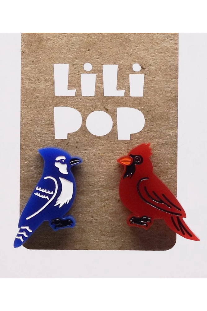 Lili1111 Blue Jay and Cardinal Earrings