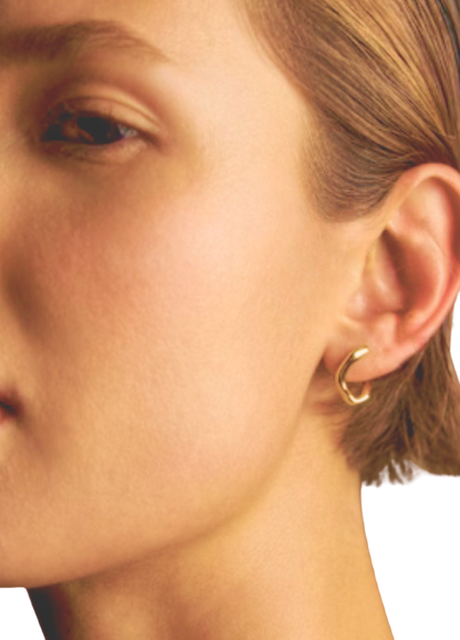 Wave Minimalist Hoop Earring- PVD- Hinge Hoop- Waterproof