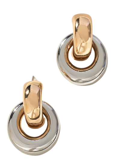 Puffy Door Knocker Hoop Earrings- Steel