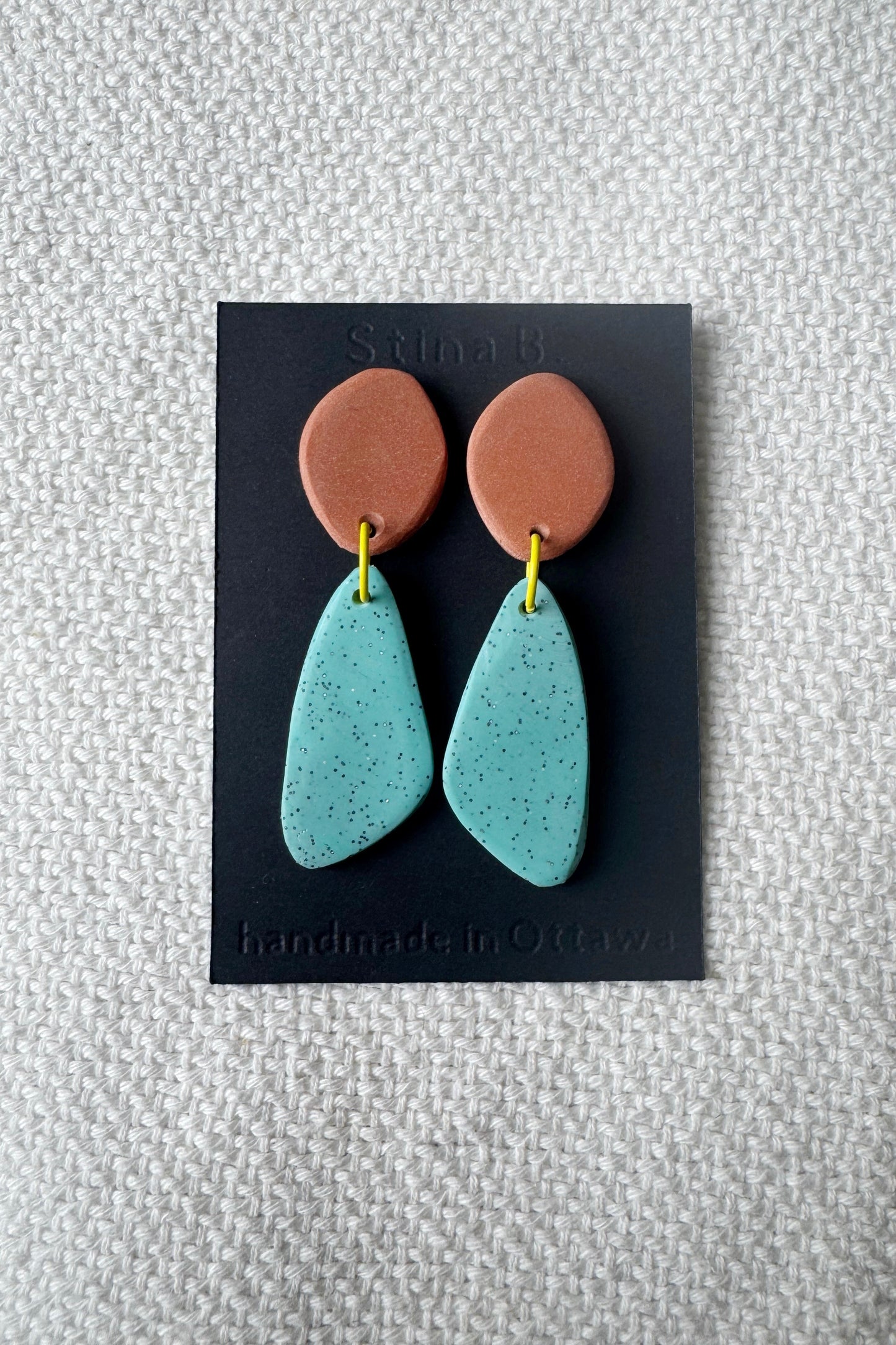 Colour block organic shape earrings