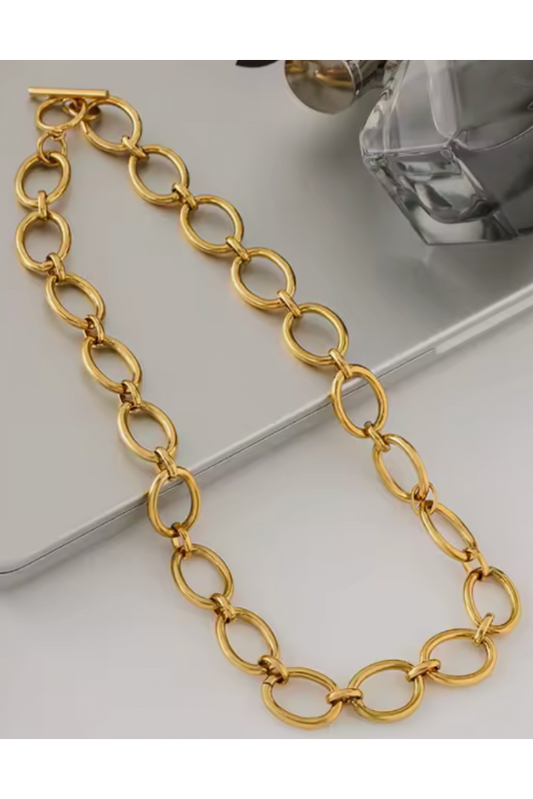 Maggie- Oval Link 18K Gold Necklace Waterproof