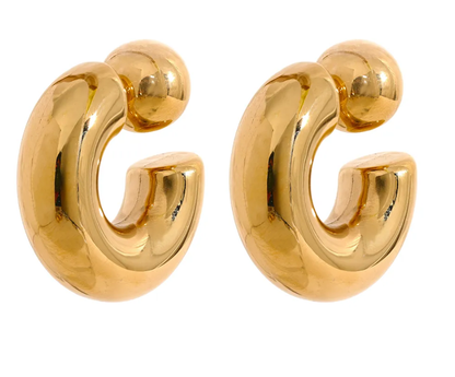Puffy Thea O Stainless Steel Hoop Earrings
