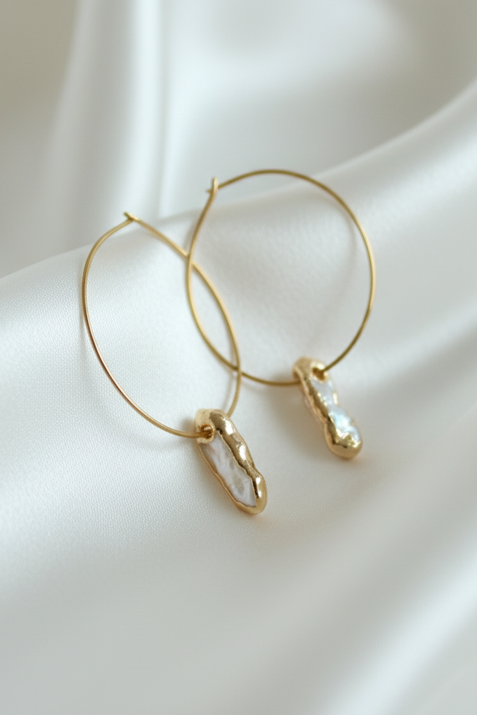Gold Dipped Petite Keshi Pearl Dangles (1C07ER)