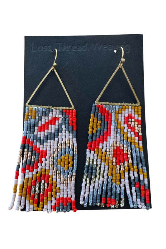 Val Fringe Earrings - Abstract pattern