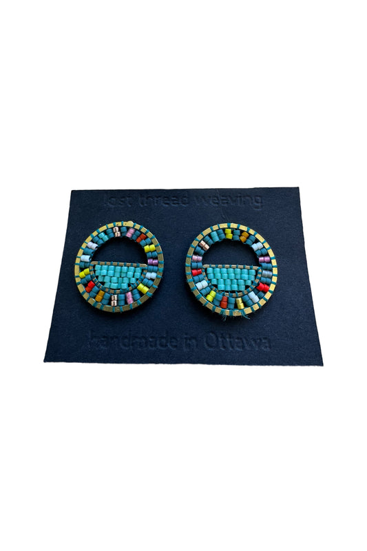 Beaded Round Stud Earrings