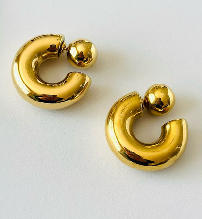 Puffy Thea O Stainless Steel Hoop Earrings