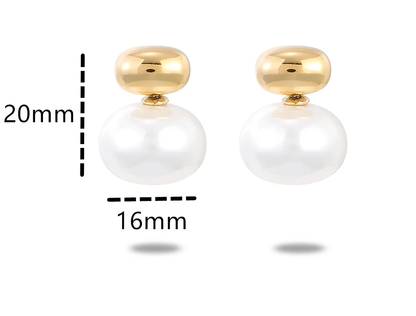 Pearl and Nugget Stud Earring- Steel and Glass