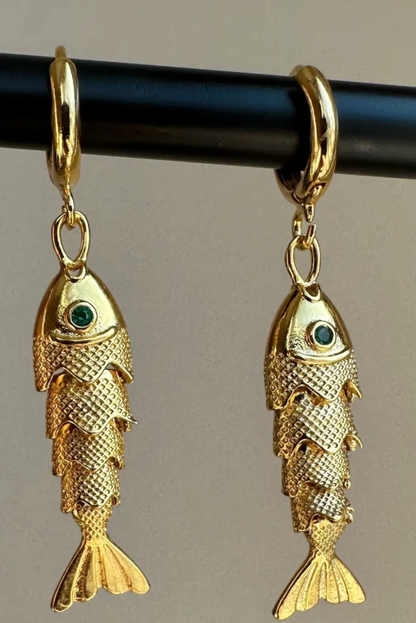 Lucky Fish Stainless Steel Hoop Earrings