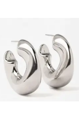 Wave Puffy Hoop | Steel Earrings
