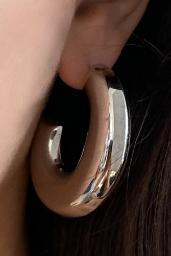 Thea C Puffy Stainless Steel Hoop Earrings