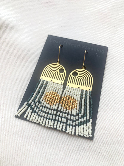 Geometric Lines & Curves Beaded Brass earrings - MADE TO ORDER
