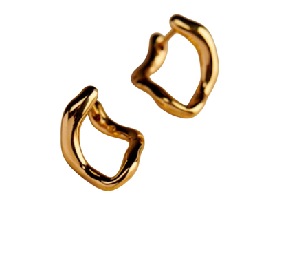 Wave Minimalist Hoop Earring- PVD- Hinge Hoop- Waterproof