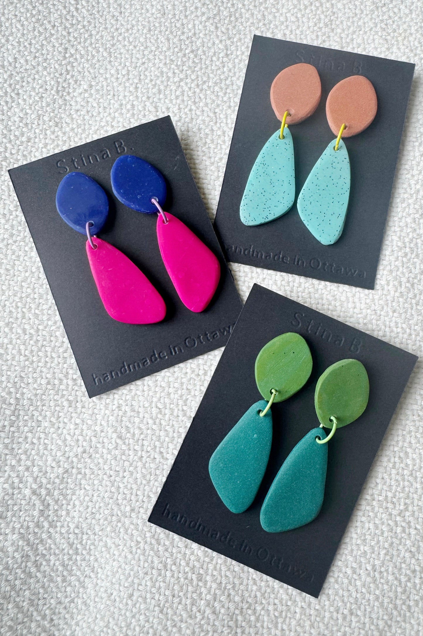 Colour block organic shape earrings
