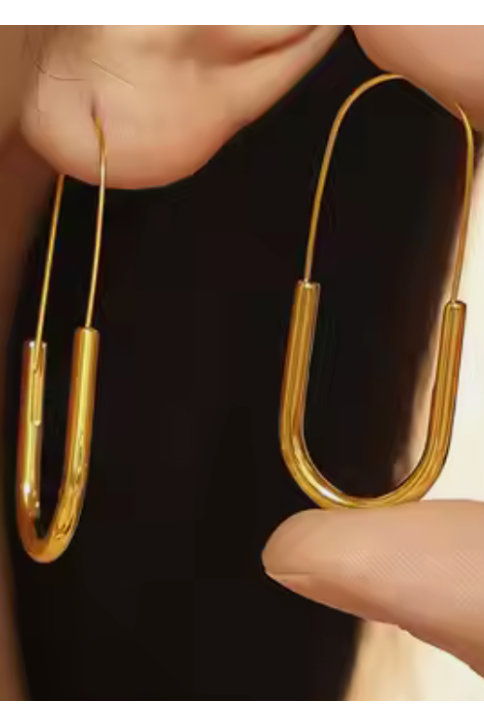 Paperclip Stainless Steel Hoop Earring