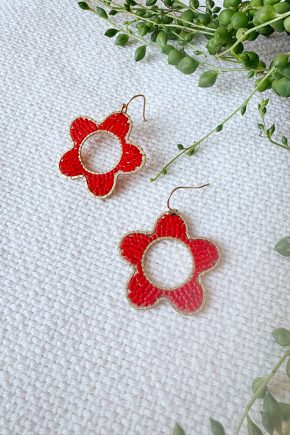 Mod Colour Pop Beaded Flower Earrings