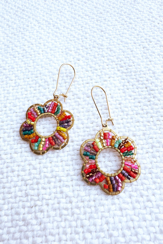 Beaded Art Rainbow Stripe Flower