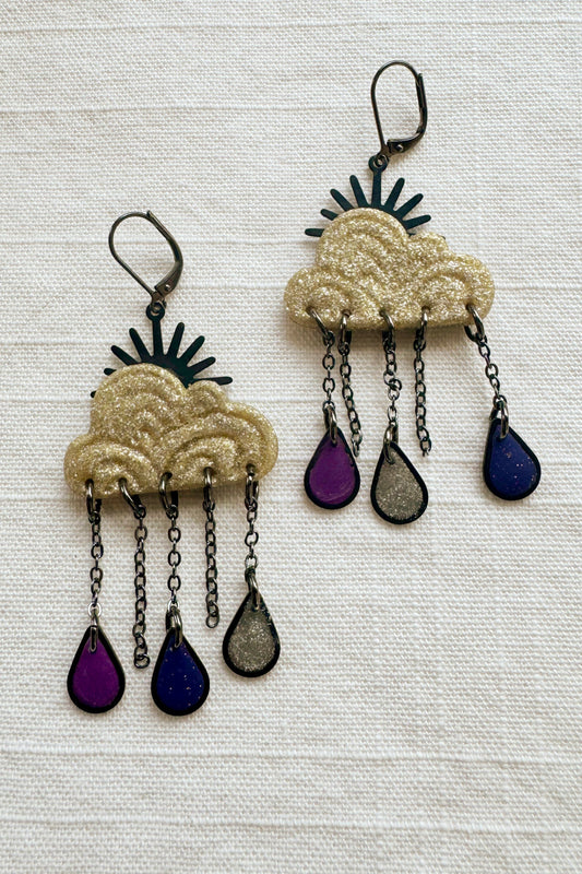 Glitter Raincloud Dangle Earrings