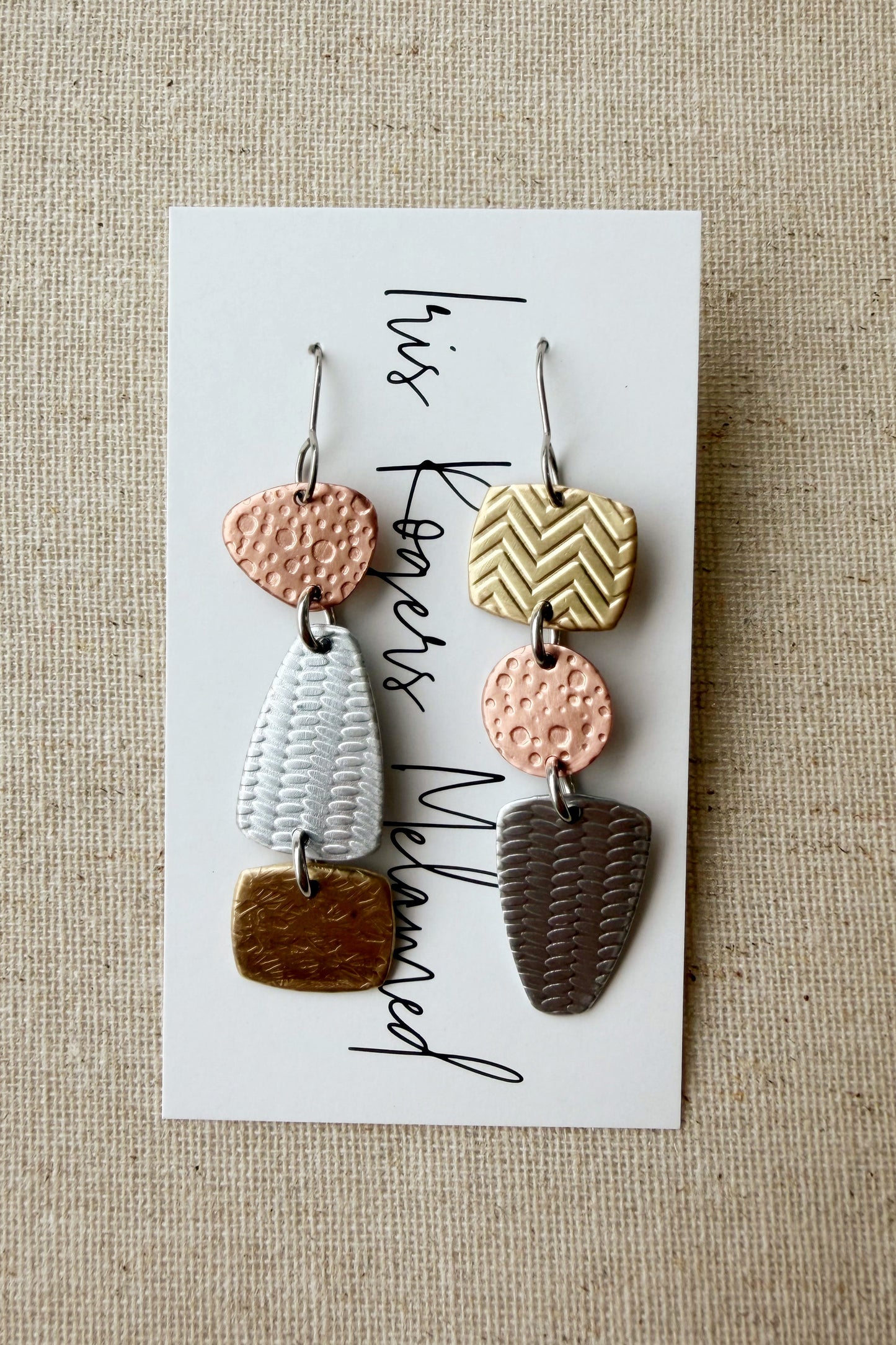 Mismatched Mixed Metal Drop Earrings