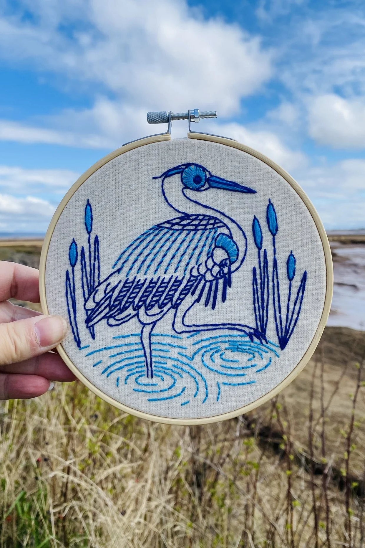 Blue Heron Complete Embroidery Kit