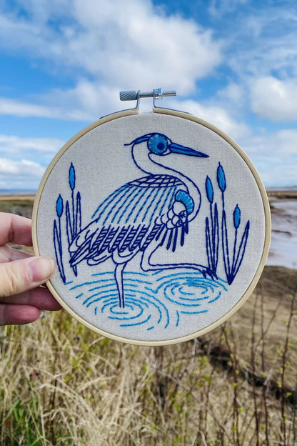 Blue Heron Complete Embroidery Kit