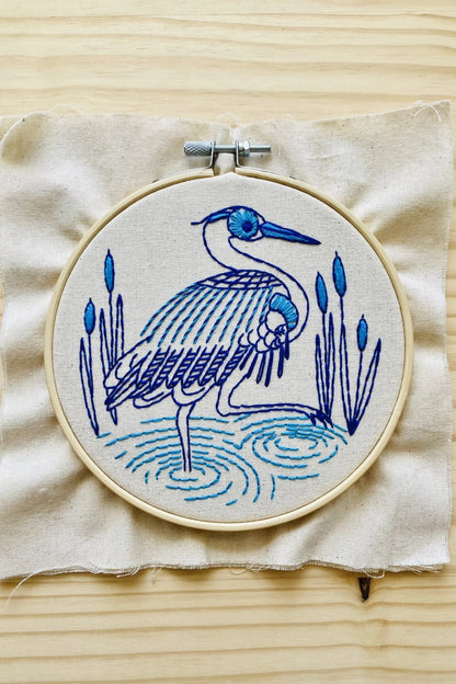 Blue Heron Complete Embroidery Kit