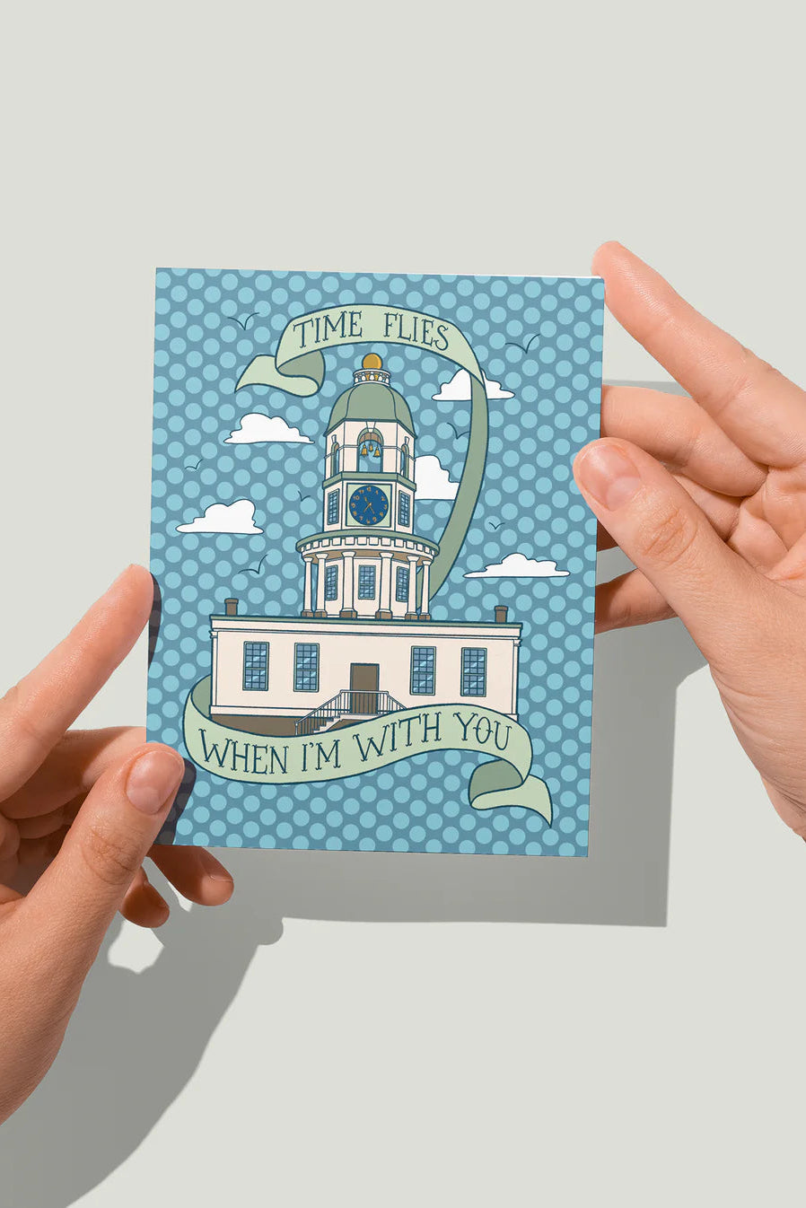 Time Flies With You Halifax Town Clock Greeting Card