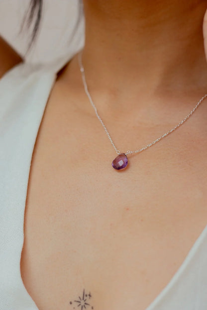 Rhea Single Stone Necklace Sterling Silver