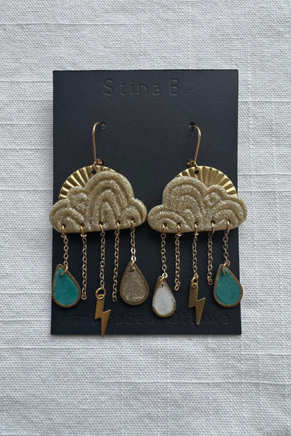 Glitter Raincloud Dangle Earrings