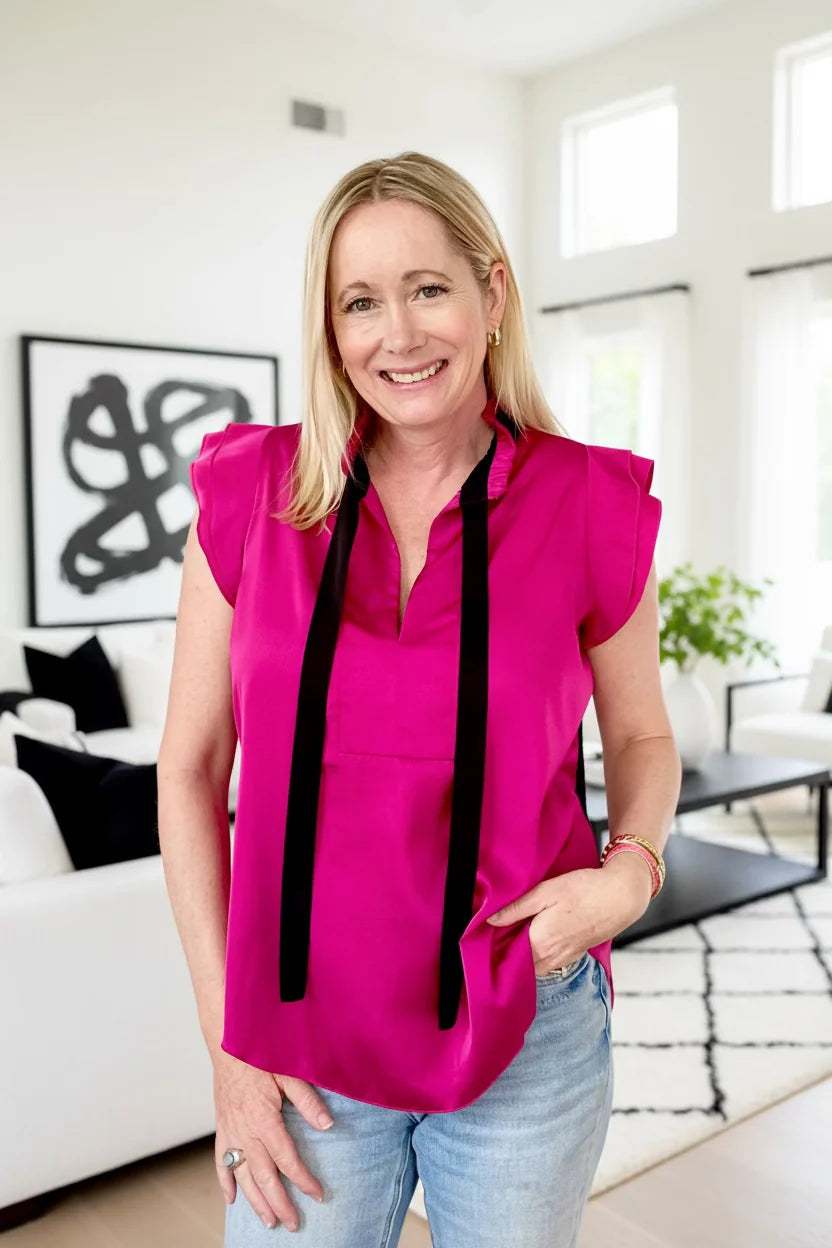Satin Tie Blouse