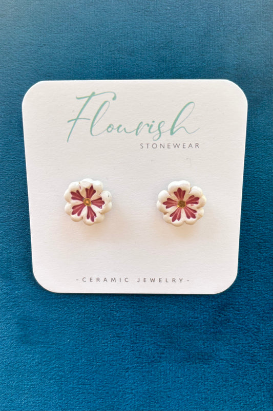 Pink Flower Studs