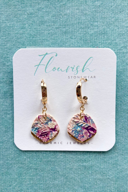 Floral Imprint Dangle Earrings