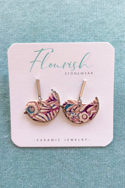 Whimsical Bird Dangle Earrings
