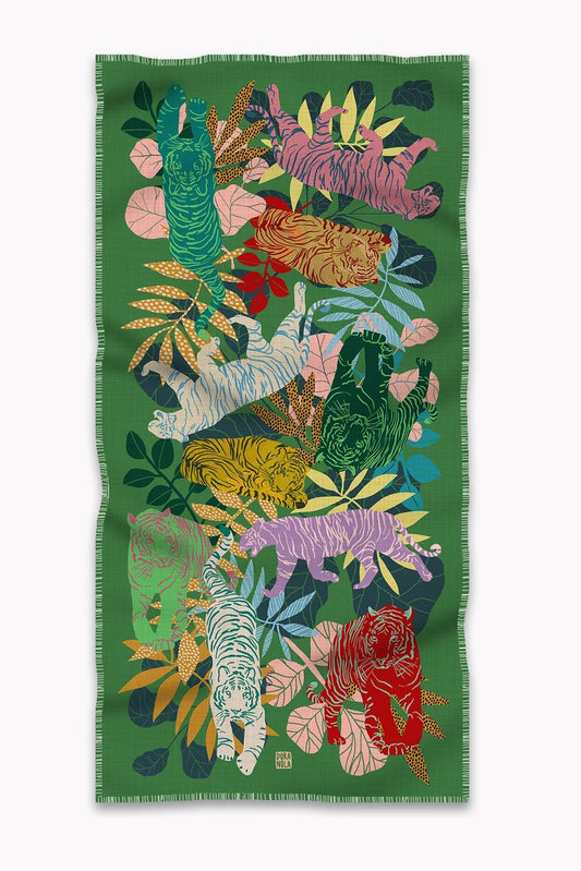 Green Tigress Fringe Shawl