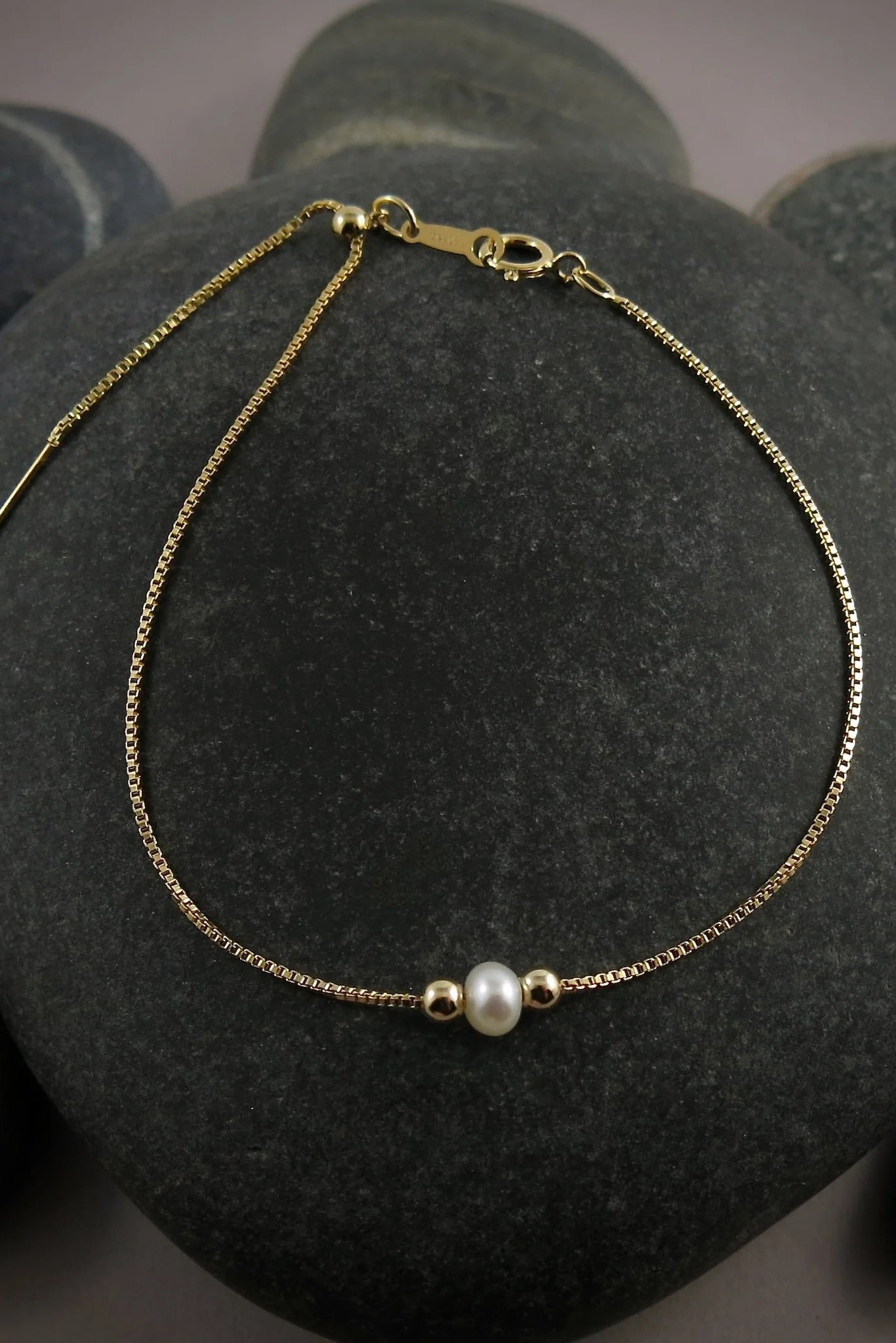 Adjustable Pearl Slider Bracelet • 14K Gold Fill