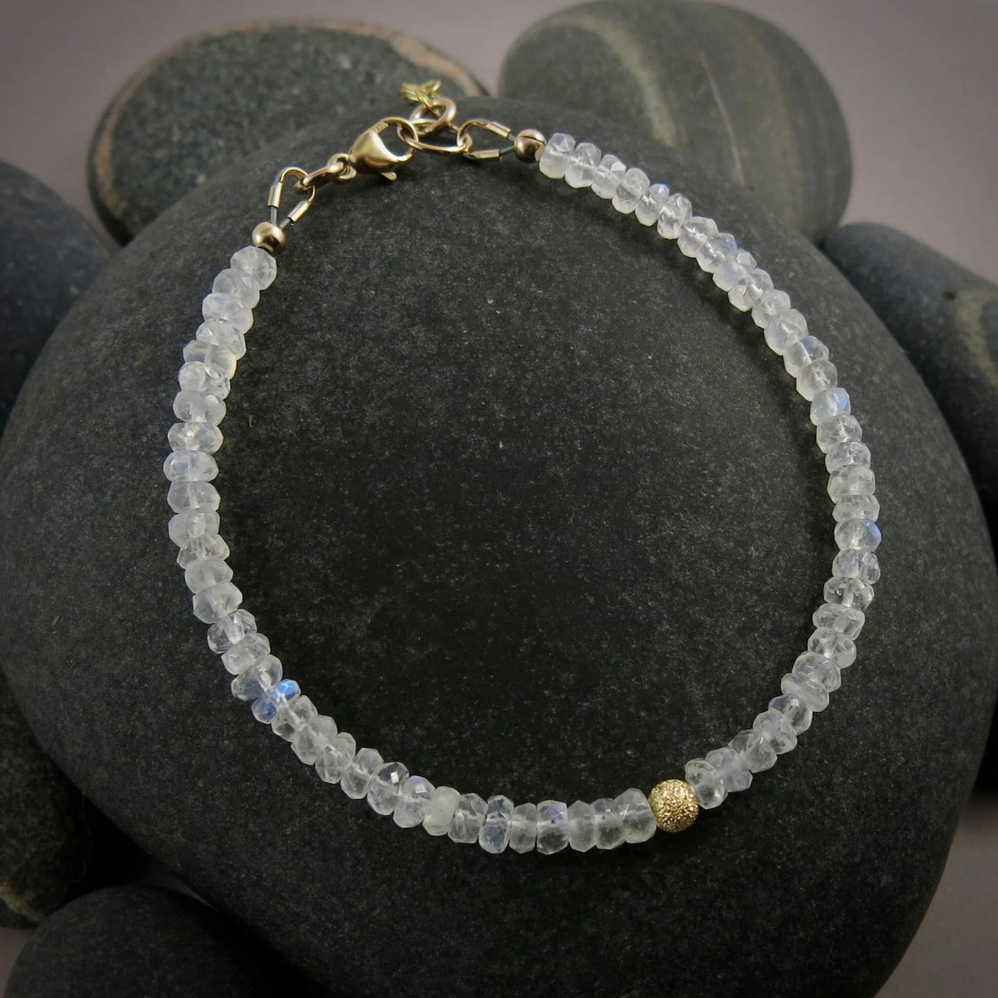 Adjustable Gemstone Bead Bracelets • 14K Gold Fill