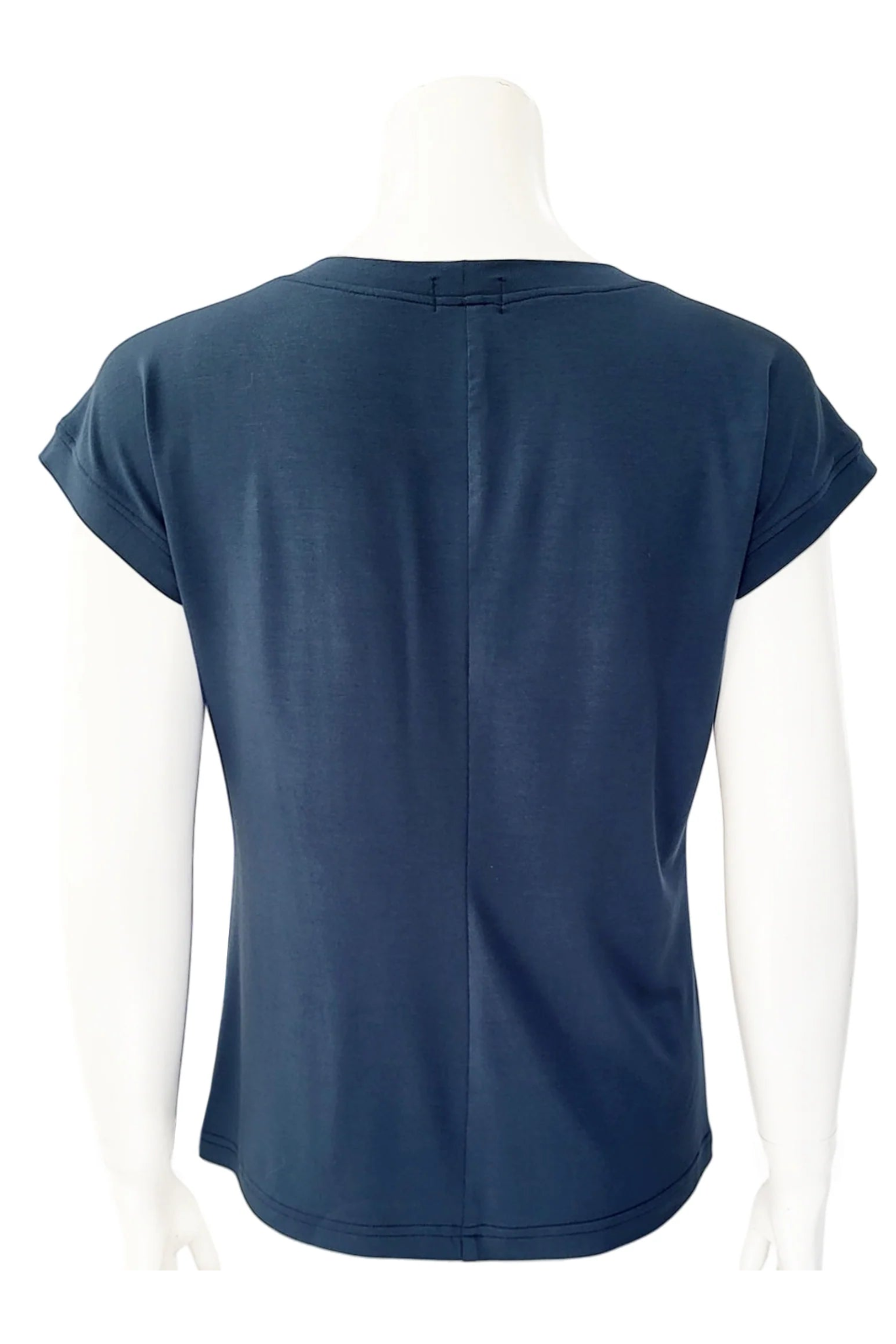 Back view of a mannequin wearing the Marina Deep Sea Tee from Mandala in Seahorse pattern, against a white background
