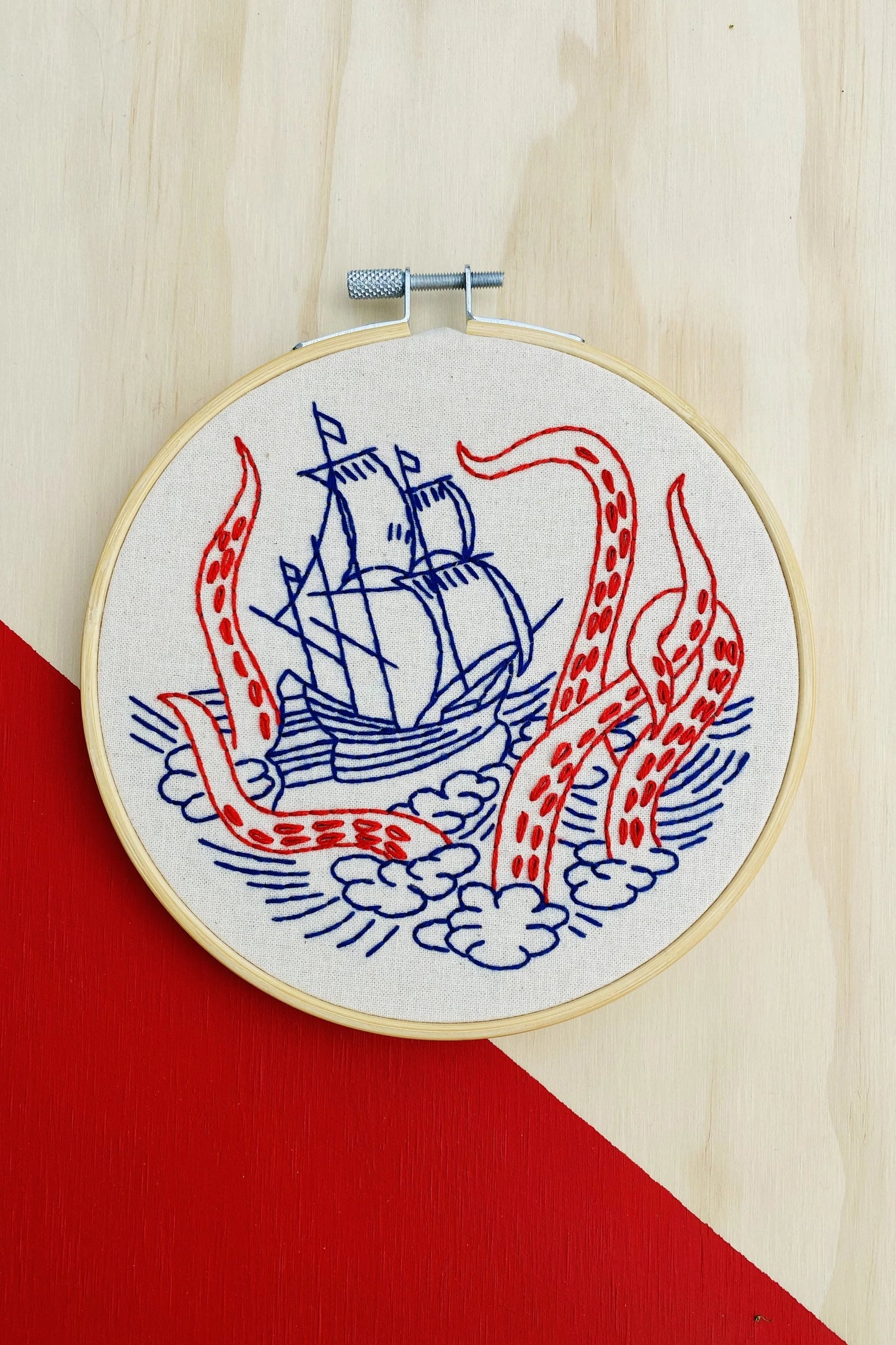 Kraken and Ship Complete Embroidery Kit