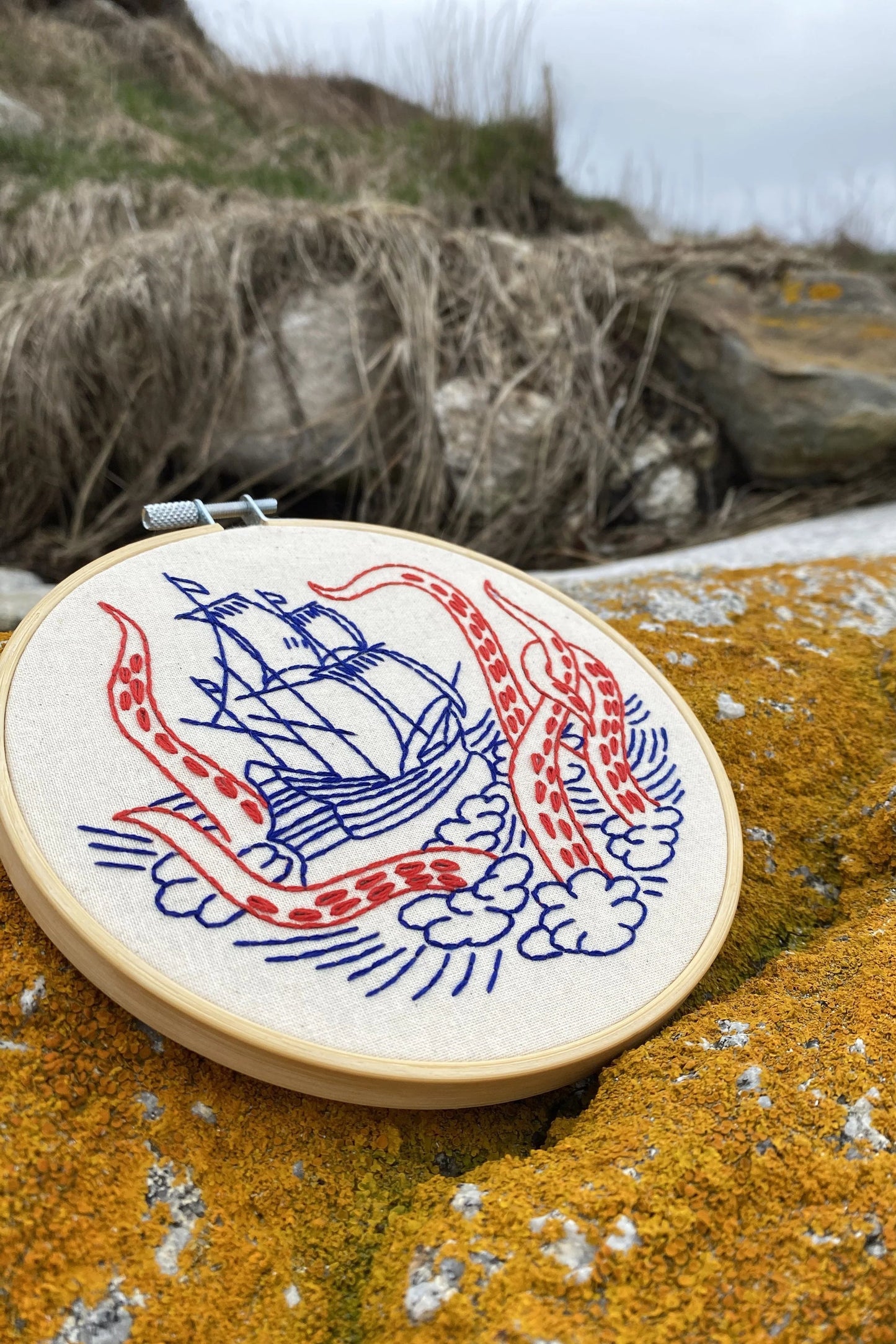 Kraken and Ship Complete Embroidery Kit